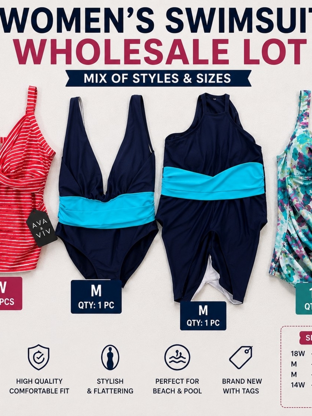 Target Women's Navy & Bright Teal One-Piece Swimsuit